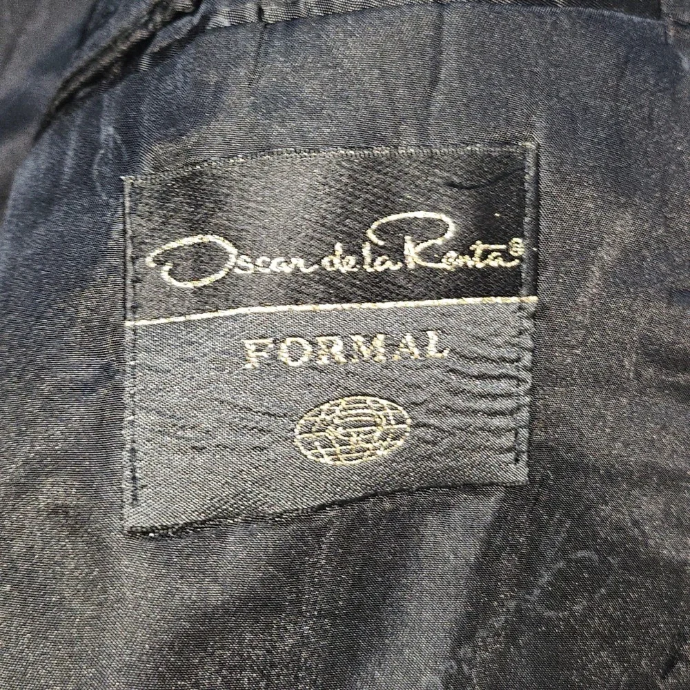 Oscar de la Renta Tuxedo Jacket Mens 42 Double Breasted Black Peak Lapel Formal